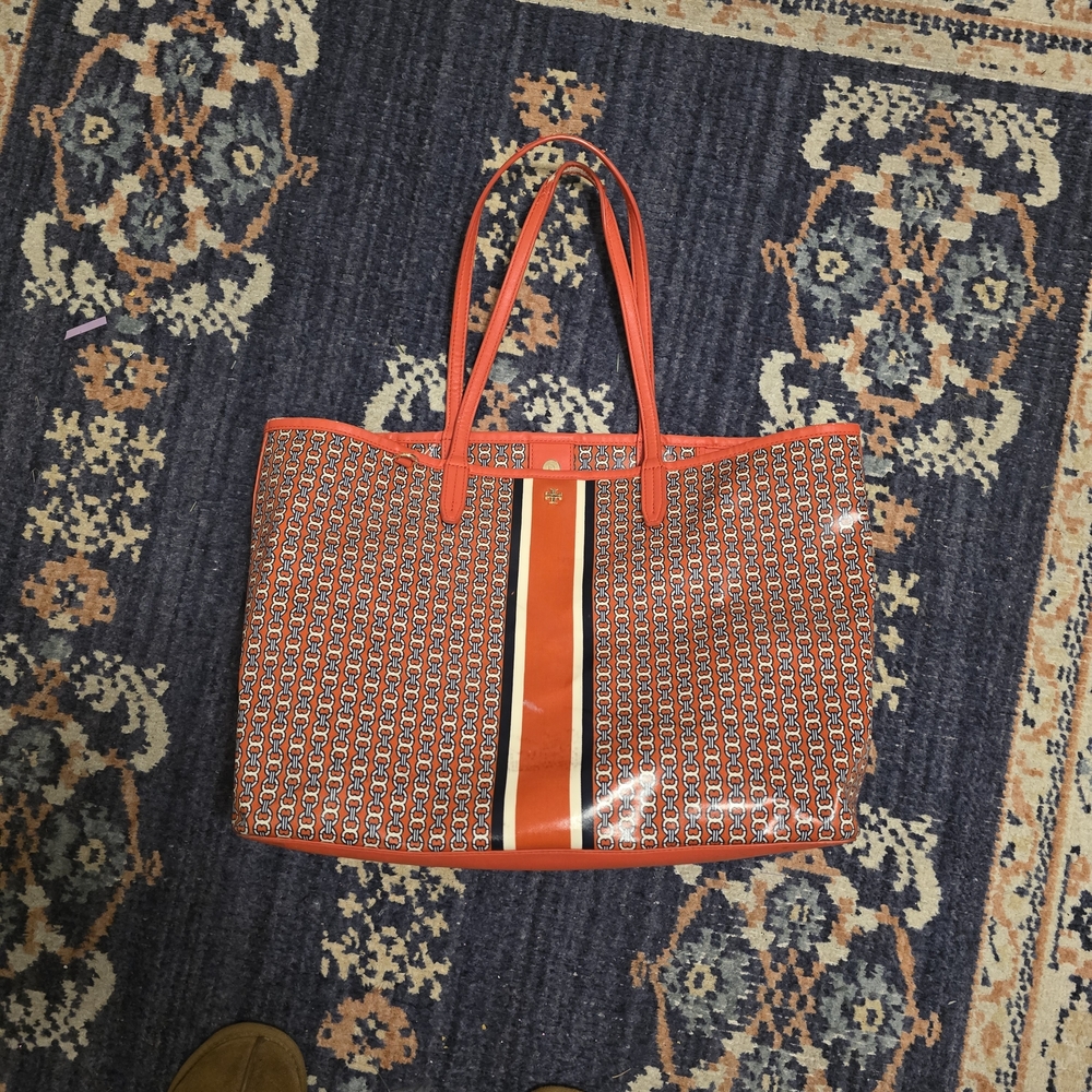 Tory Burch Red and Orange Tote Bag